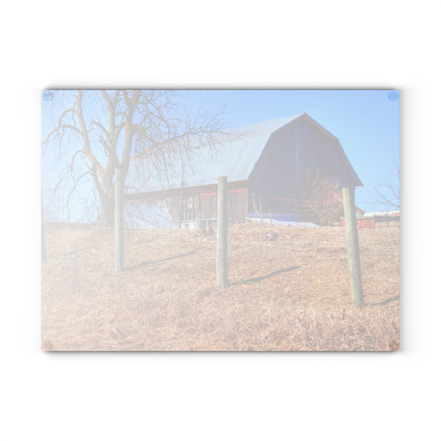 U R There Photography Marathon Haybarn on the Hill II Rustic Farmhouse Tempered-Glass Cutting Board