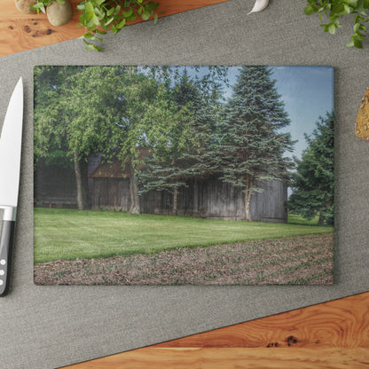 U R There Photography Barkley Road Greys II Rustic Farmhouse Tempered-Glass Cutting Board