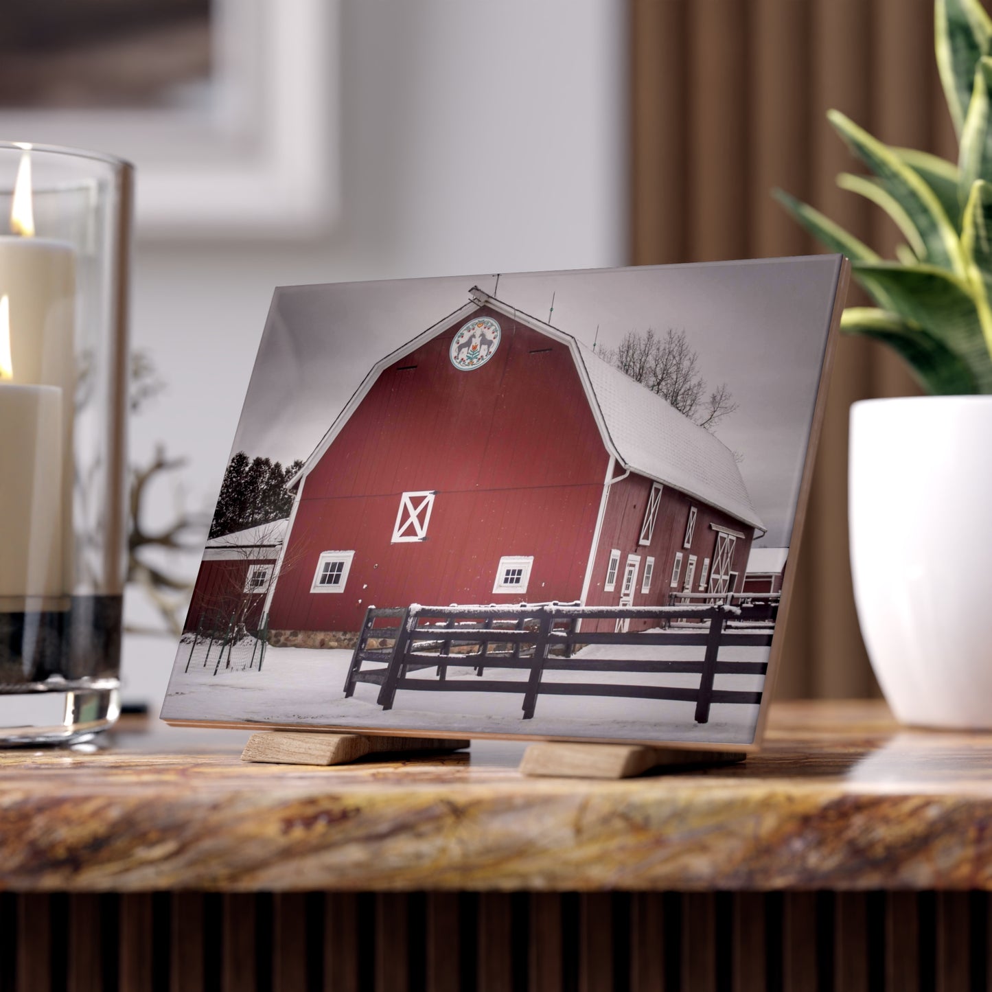 U R There Photography Barns of Barber Road III Rustic Farmhouse Decorative Ceramic Tile
