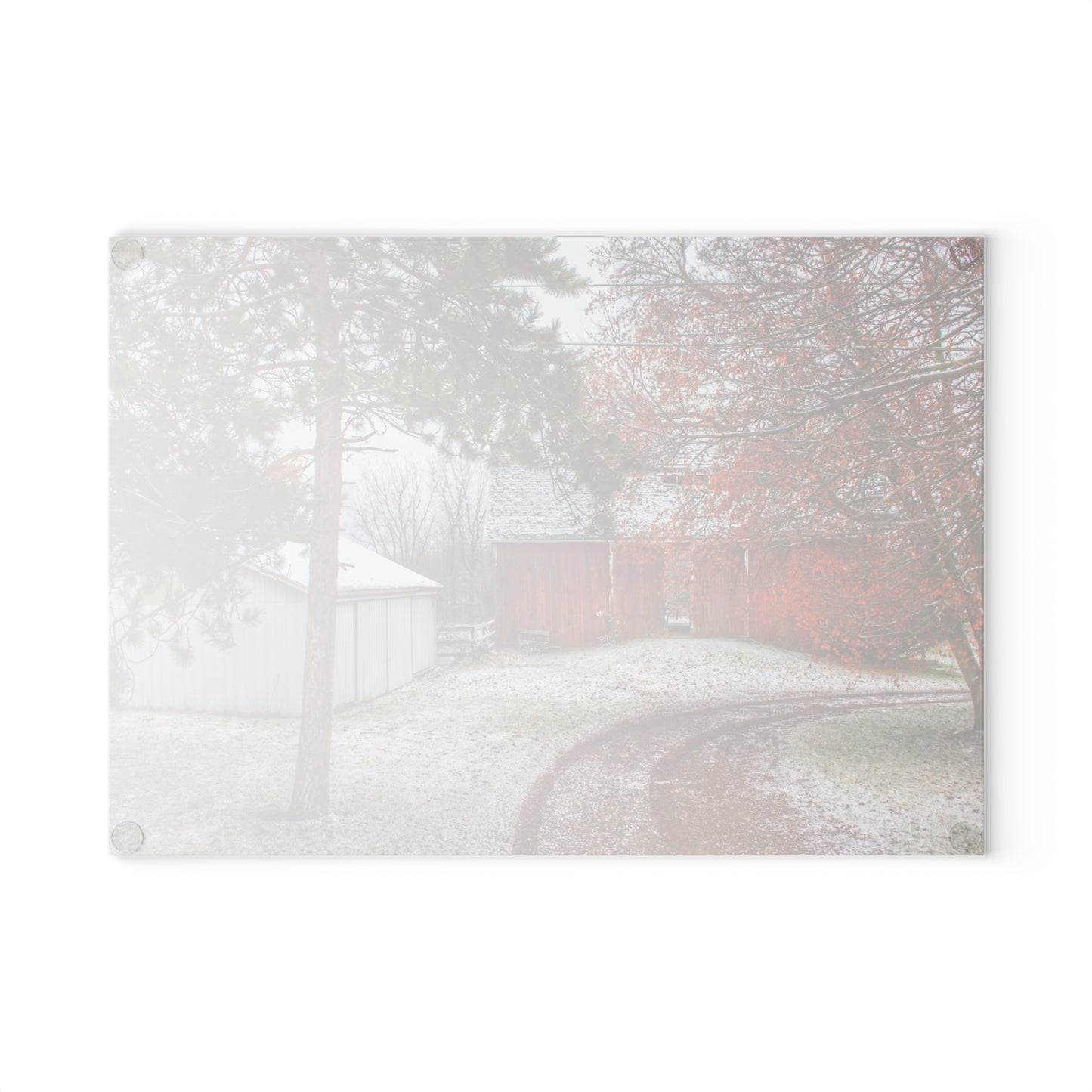 U R There Photography North Lake Pleasant Road Hidden Red Rustic Farmhouse Tempered-Glass Cutting Board
