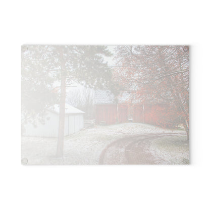 U R There Photography North Lake Pleasant Road Hidden Red Rustic Farmhouse Tempered-Glass Cutting Board