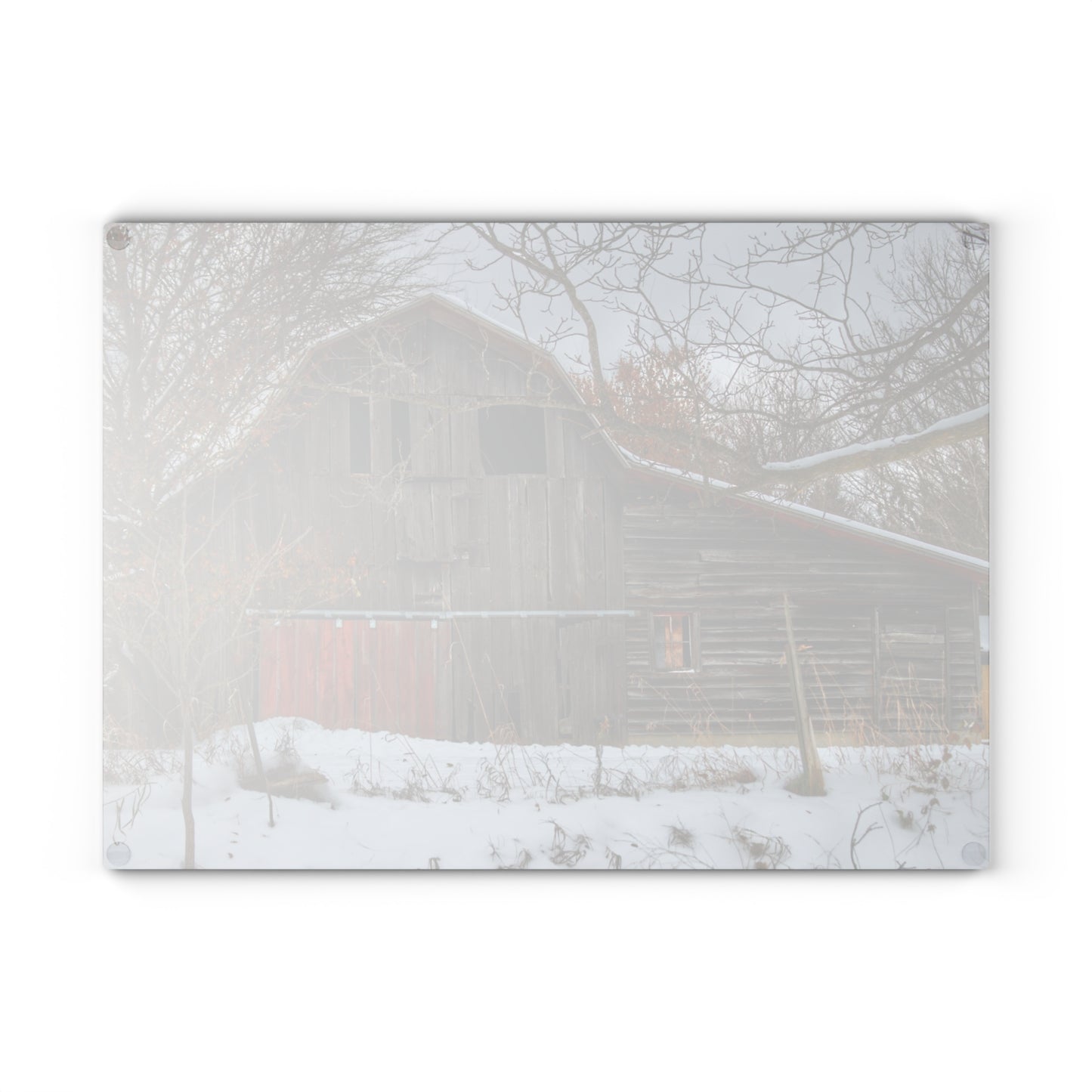 U R There Photography Hayes Road Grey in Winter I Rustic Farmhouse Tempered-Glass Cutting Board