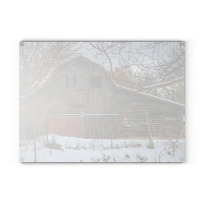 U R There Photography Hayes Road Grey in Winter I Rustic Farmhouse Tempered-Glass Cutting Board