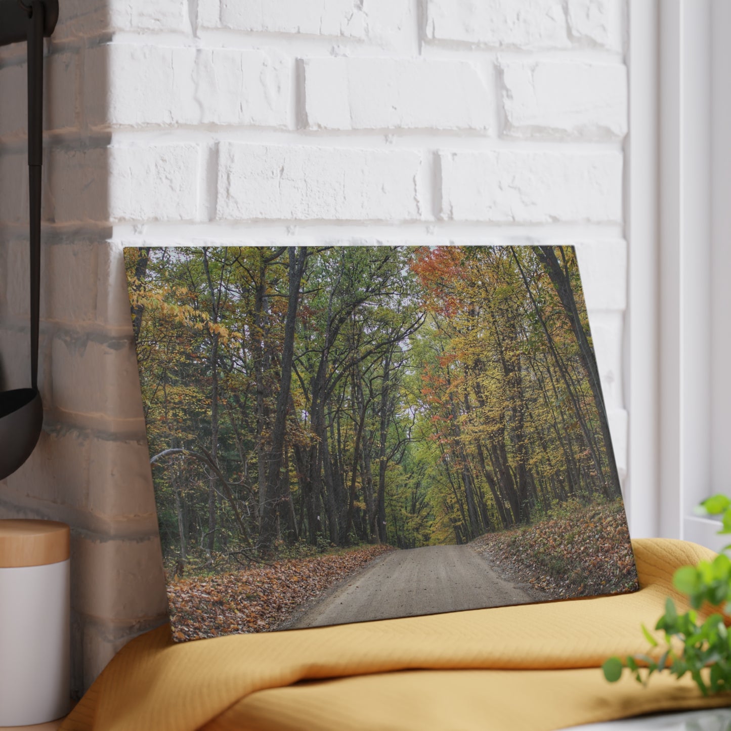 U R There Photography Country Roads in Dryden III Rustic Farmhouse Tempered-Glass Cutting Board