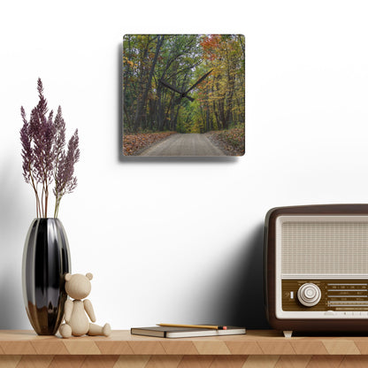 U R There Photography Country Roads in Dryden III Rustic Farmhouse Acrylic Analog Wall Clock