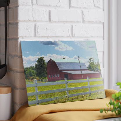 U R There Photography Burt Road Red Rustic Farmhouse Tempered-Glass Cutting Board