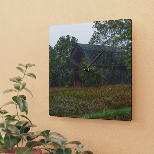 U R There Photography Metamora Road Grey Rustic Farmhouse Acrylic Analog Wall Clock