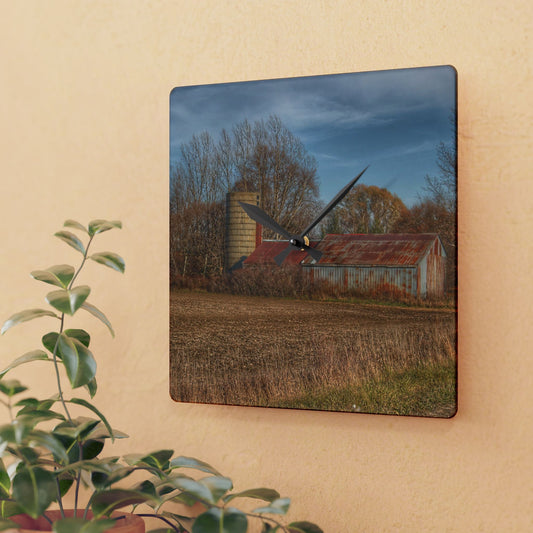 U R There Photography Brief Road Blue Rustic Farmhouse Acrylic Analog Wall Clock