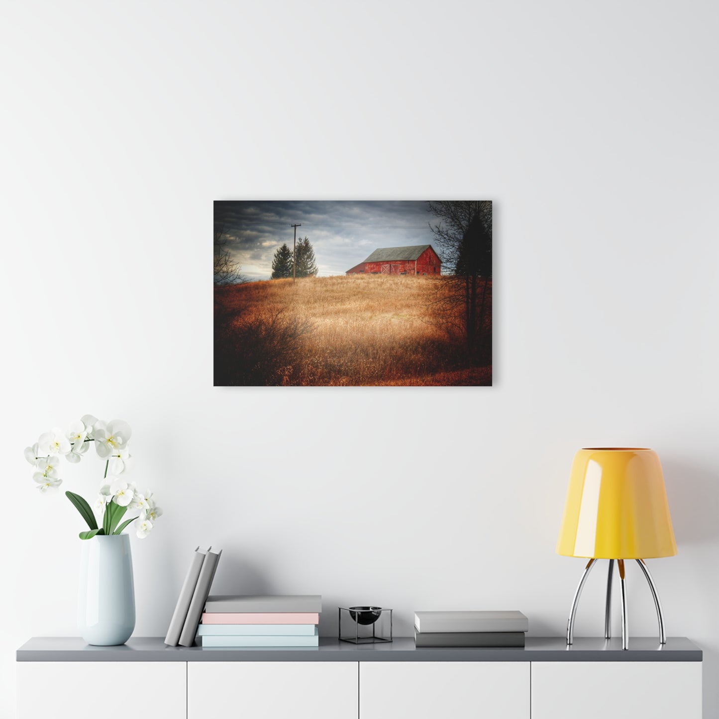 U R There Photography Grey Road Hillside Red II Rustic Farmhouse Acrylic Wall Print