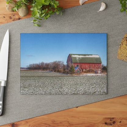 U R There Photography Early Spring Red I Rustic Farmhouse Tempered-Glass Cutting Board