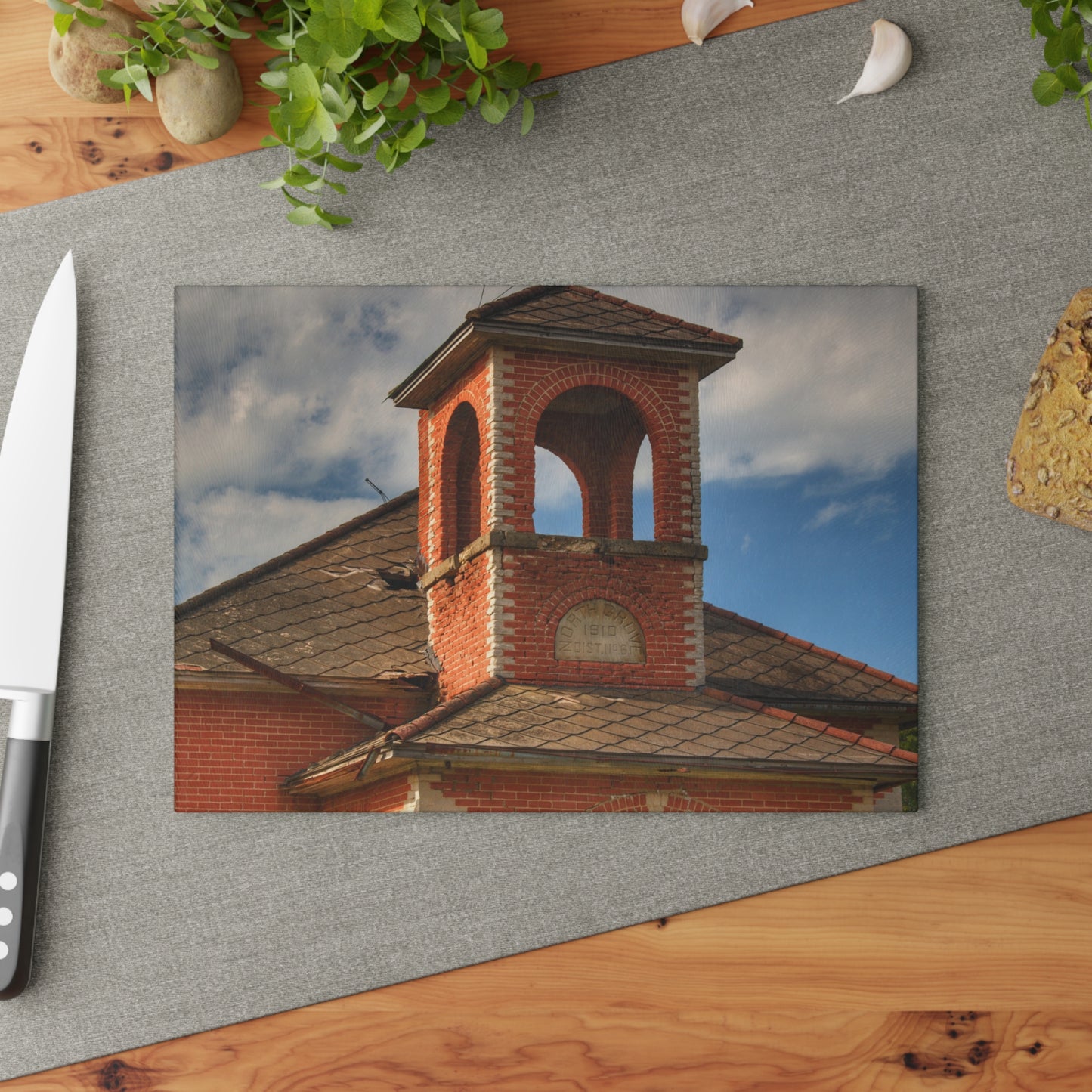 U R There Photography North Grove Road Schoolhouse II Rustic Farmhouse Tempered-Glass Cutting Board