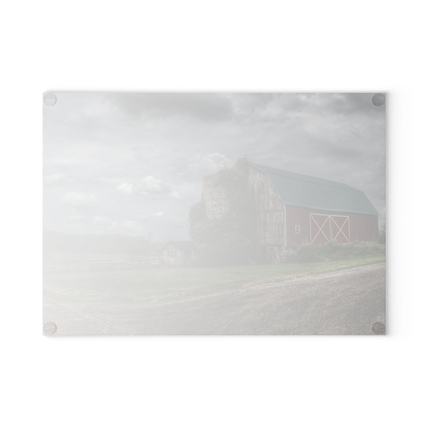 U R There Photography West Hunters Creek Road Red II Rustic Farmhouse Tempered-Glass Cutting Board