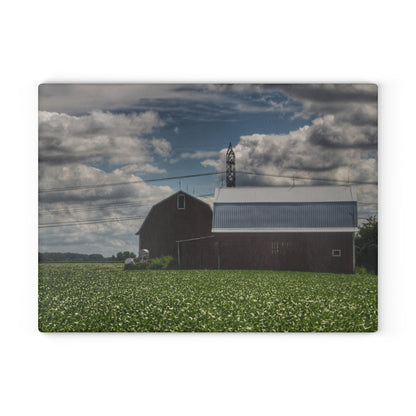 U R There Photography South Reese Road Reds Rustic Farmhouse Tempered-Glass Cutting Board