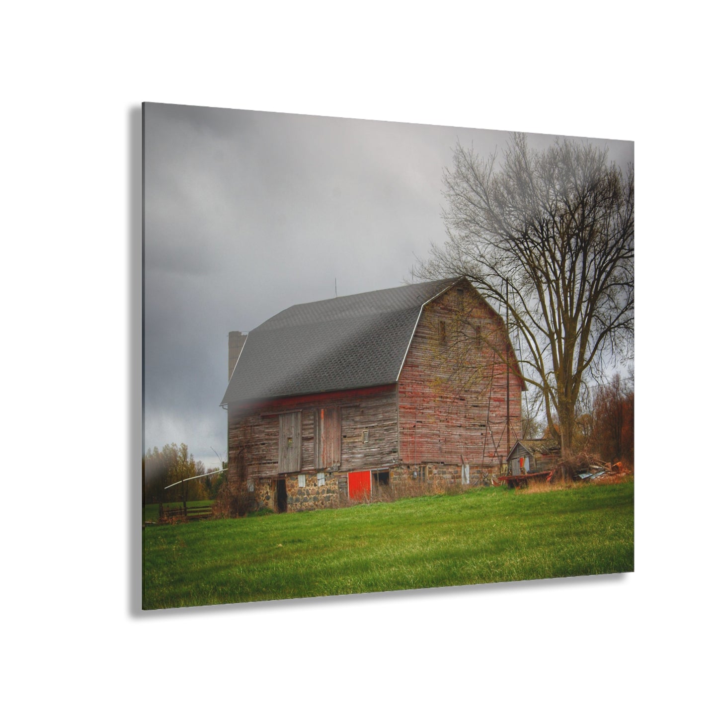 U R There Photography Ashley Drive Fieldstone Red Rustic Farmhouse Acrylic Wall Print