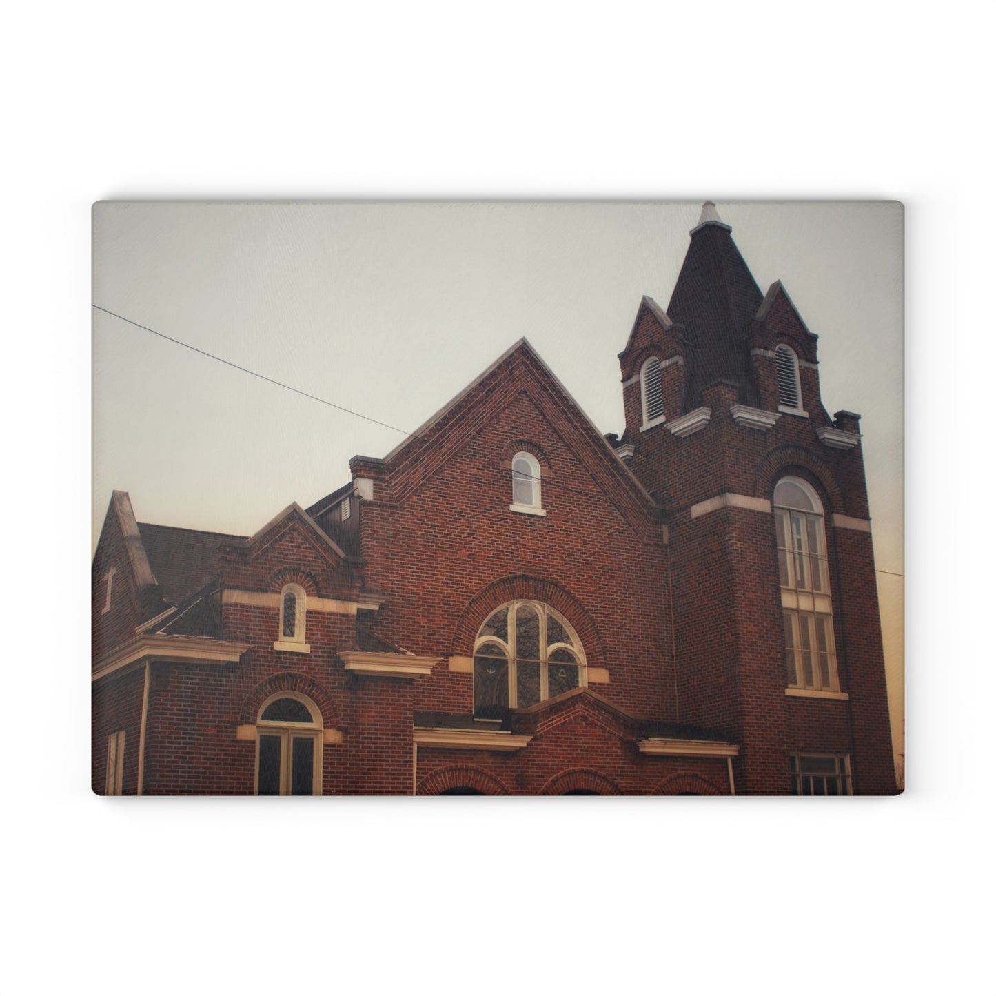 U R There Photography Brown City Methodist Church Rustic Farmhouse Tempered-Glass Cutting Board