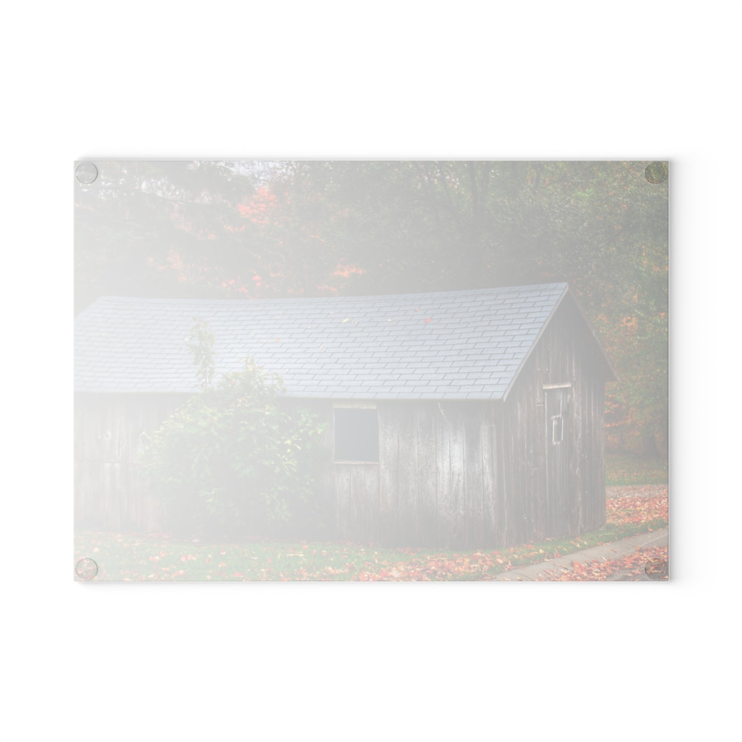 U R There Photography Grey Roadside Shack Rustic Farmhouse Tempered-Glass Cutting Board