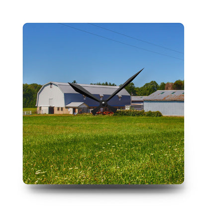 U R There Photography McPherson Greys Rustic Farmhouse Acrylic Analog Wall Clock