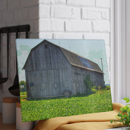 U R There Photography Morning Roadside Grey Rustic Farmhouse Tempered-Glass Cutting Board