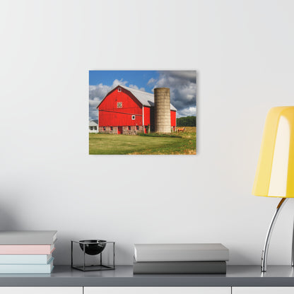 U R There Photography West Brown Road Red and Silo Rustic Farmhouse Acrylic Wall Print
