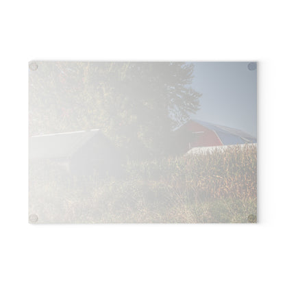 U R There Photography Barnes Road Hidden Red and Little Grey Rustic Farmhouse Tempered-Glass Cutting Board