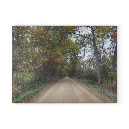 U R There Photography Country Roads in Dryden II Rustic Farmhouse Tempered-Glass Cutting Board