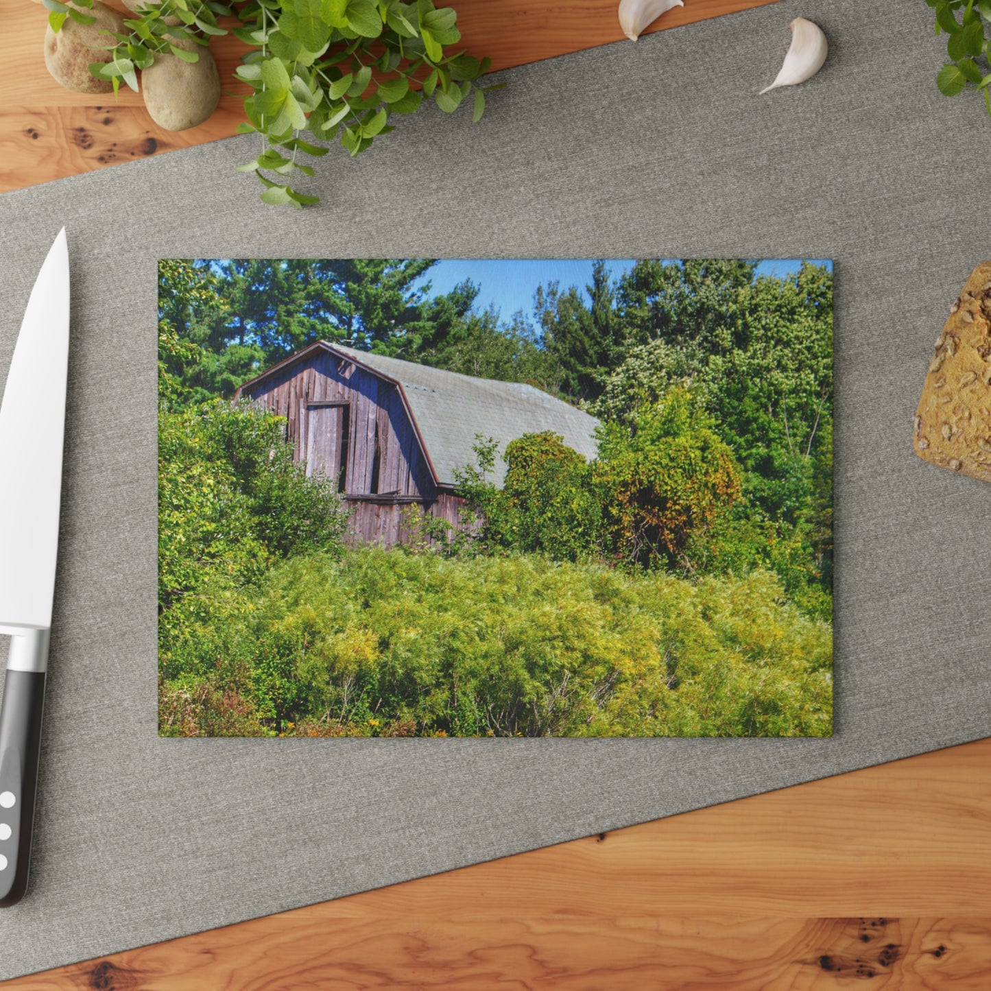 U R There Photography Saginaw Road Hidden Grey Rustic Farmhouse Tempered-Glass Cutting Board