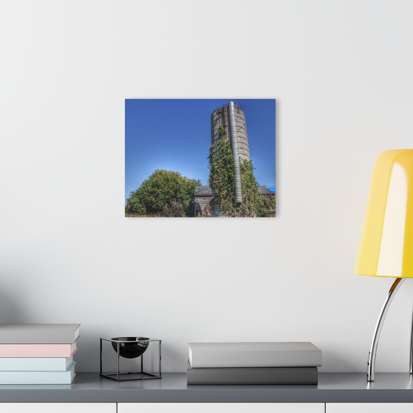 U R There Photography Bordman Road Old Grey and Silo I Rustic Farmhouse Acrylic Wall Print