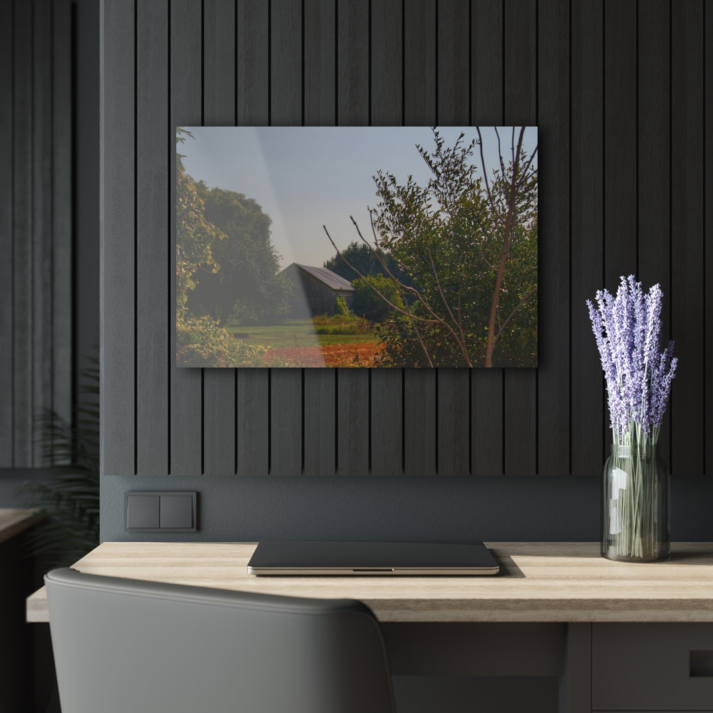 U R There Photography Clifford Hidden Grey Rustic Farmhouse Acrylic Wall Print