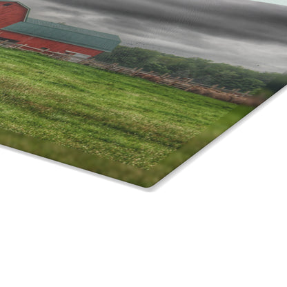 U R There Photography Clifford Road Red I Rustic Farmhouse Tempered-Glass Cutting Board