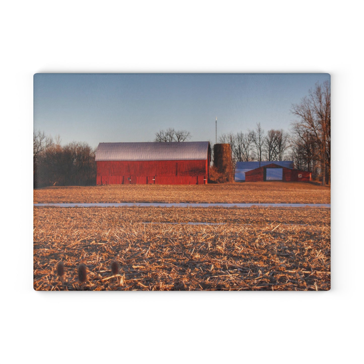 U R There Photography Early Spring on Catlin Road Rustic Farmhouse Tempered-Glass Cutting Board