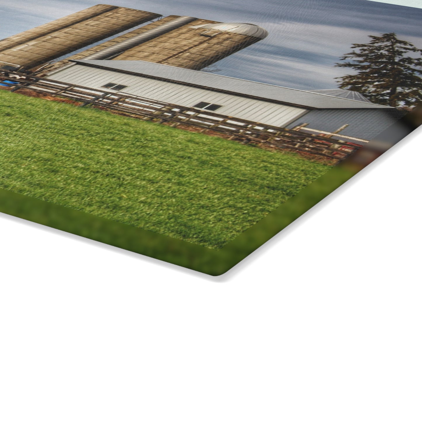 U R There Photography M-24 Farm Rustic Farmhouse Tempered-Glass Cutting Board