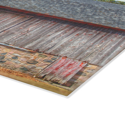 U R There Photography Leix Road Stone Red Rustic Farmhouse Tempered-Glass Cutting Board