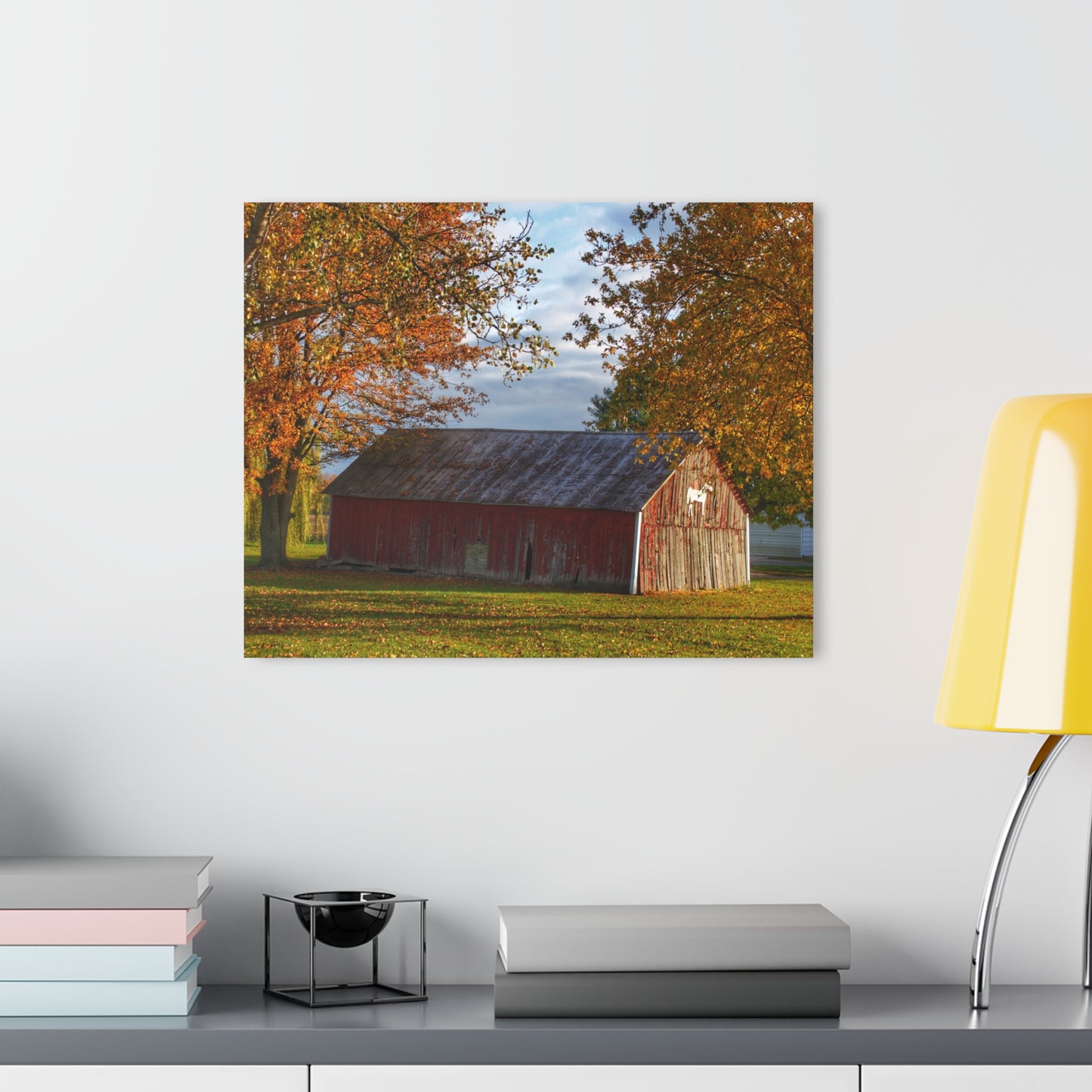 U R There Photography Marlette Road Fall Red Rustic Farmhouse Acrylic Wall Print