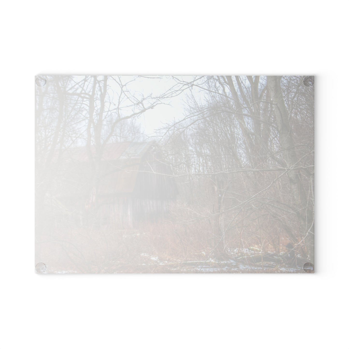 U R There Photography West Barnes Lake Hidden Red Rustic Farmhouse Tempered-Glass Cutting Board