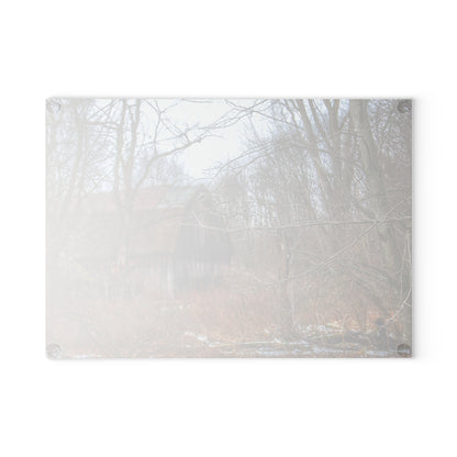 U R There Photography West Barnes Lake Hidden Red Rustic Farmhouse Tempered-Glass Cutting Board