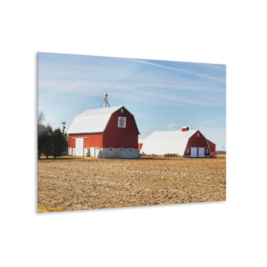 U R There Photography French Road Quilted Red Rustic Farmhouse Acrylic Wall Print