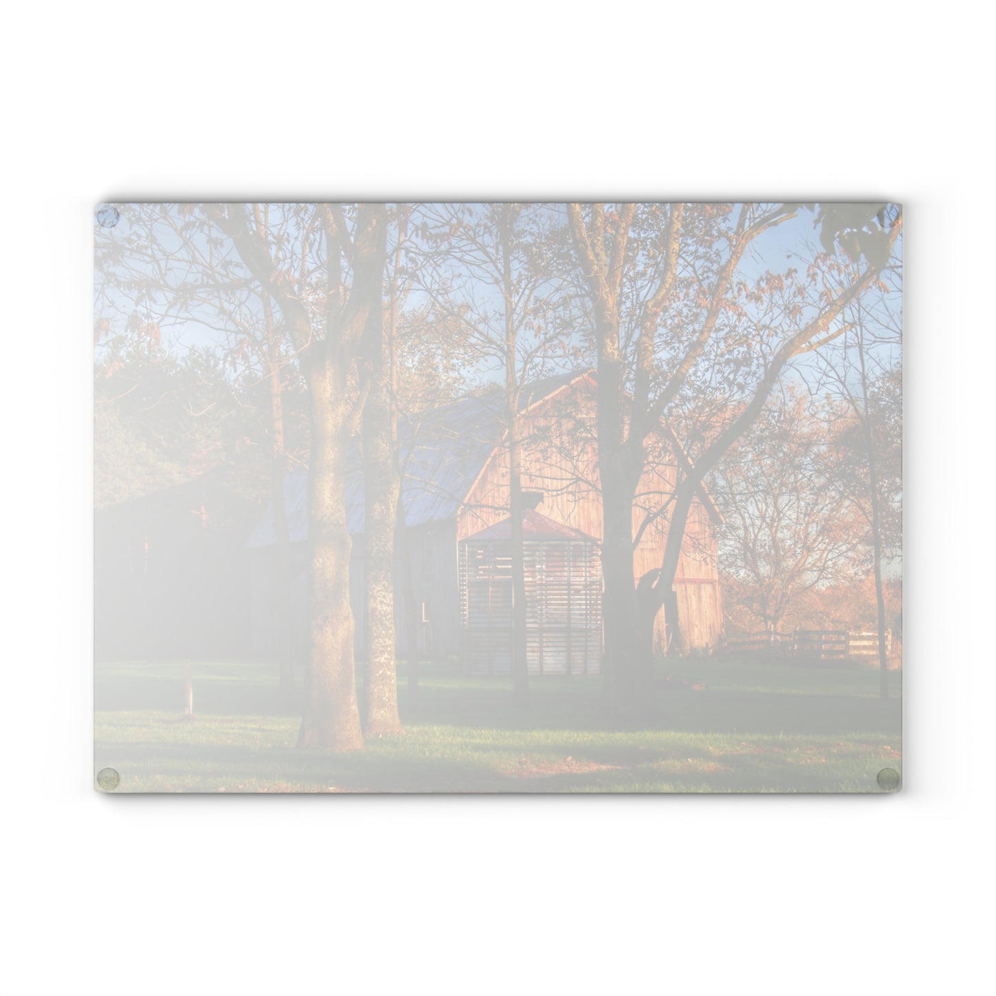 U R There Photography Hunters Creek Hidden Red Rustic Farmhouse Tempered-Glass Cutting Board