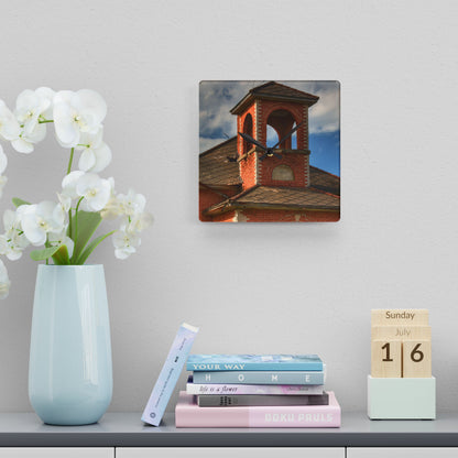 U R There Photography North Grove Road Schoolhouse II Rustic Farmhouse Acrylic Analog Wall Clock