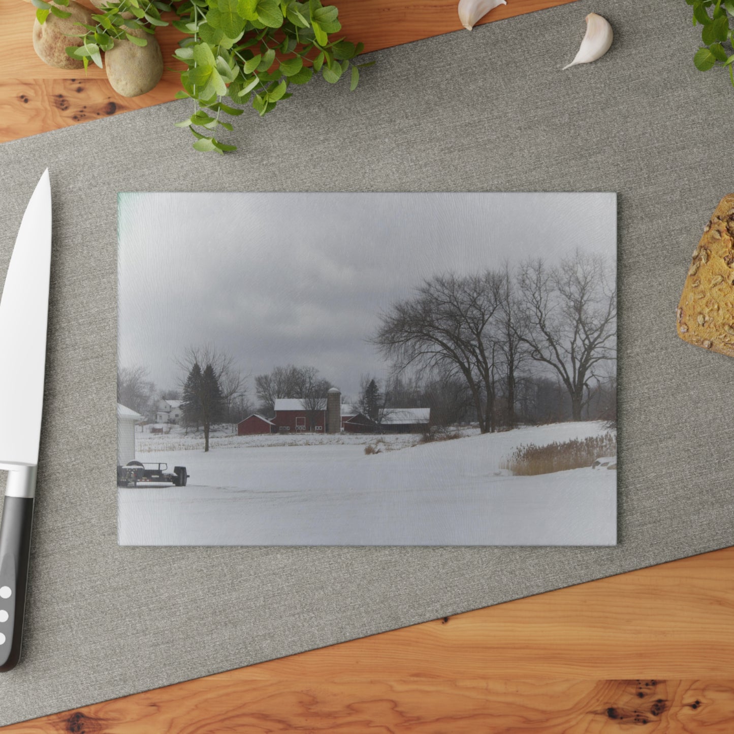 U R There Photography Across the Field on Sandy Lane Rustic Farmhouse Tempered-Glass Cutting Board