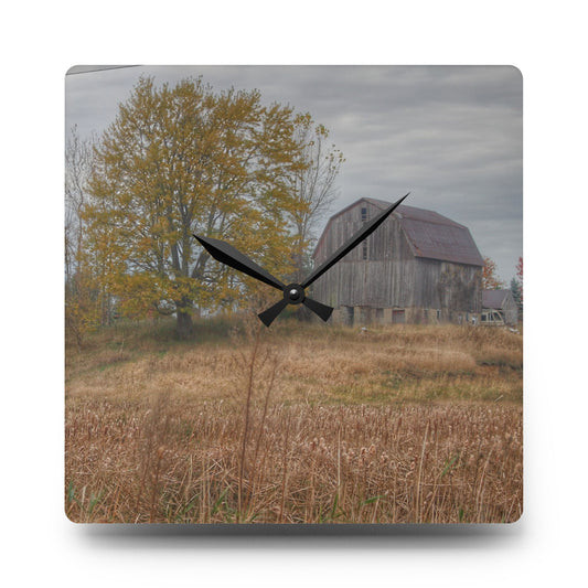 Swaffer Road Hilltop Grey Rustic Farmhouse Acrylic Analog Wall Clock 10.75'' × 10.75'' (Square)