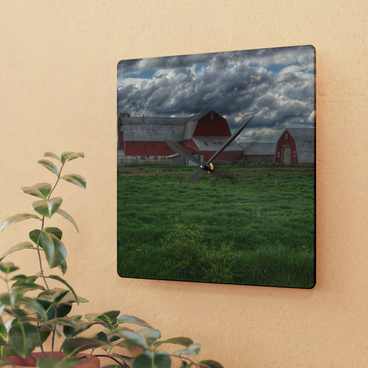 U R There Photography North Sandusky Reds Rustic Farmhouse Acrylic Analog Wall Clock