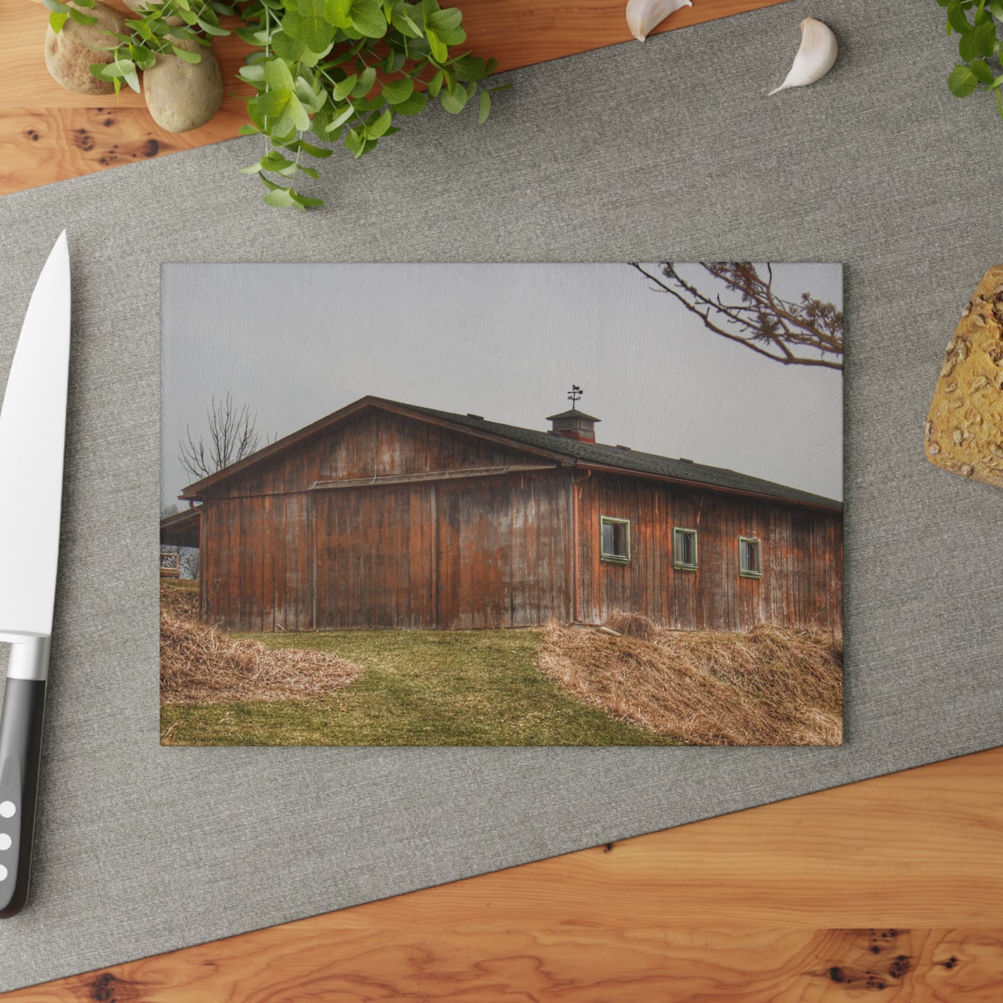 U R There Photography Blood Road Rusted Rustic Farmhouse Tempered-Glass Cutting Board