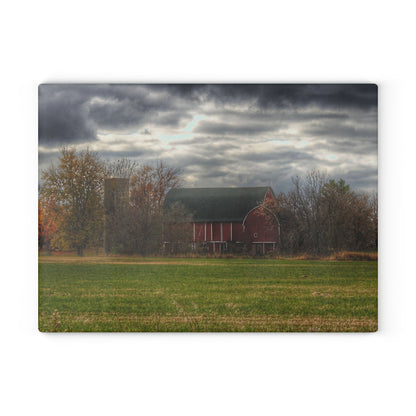 U R There Photography Booth Road Hidden Red I Rustic Farmhouse Tempered-Glass Cutting Board