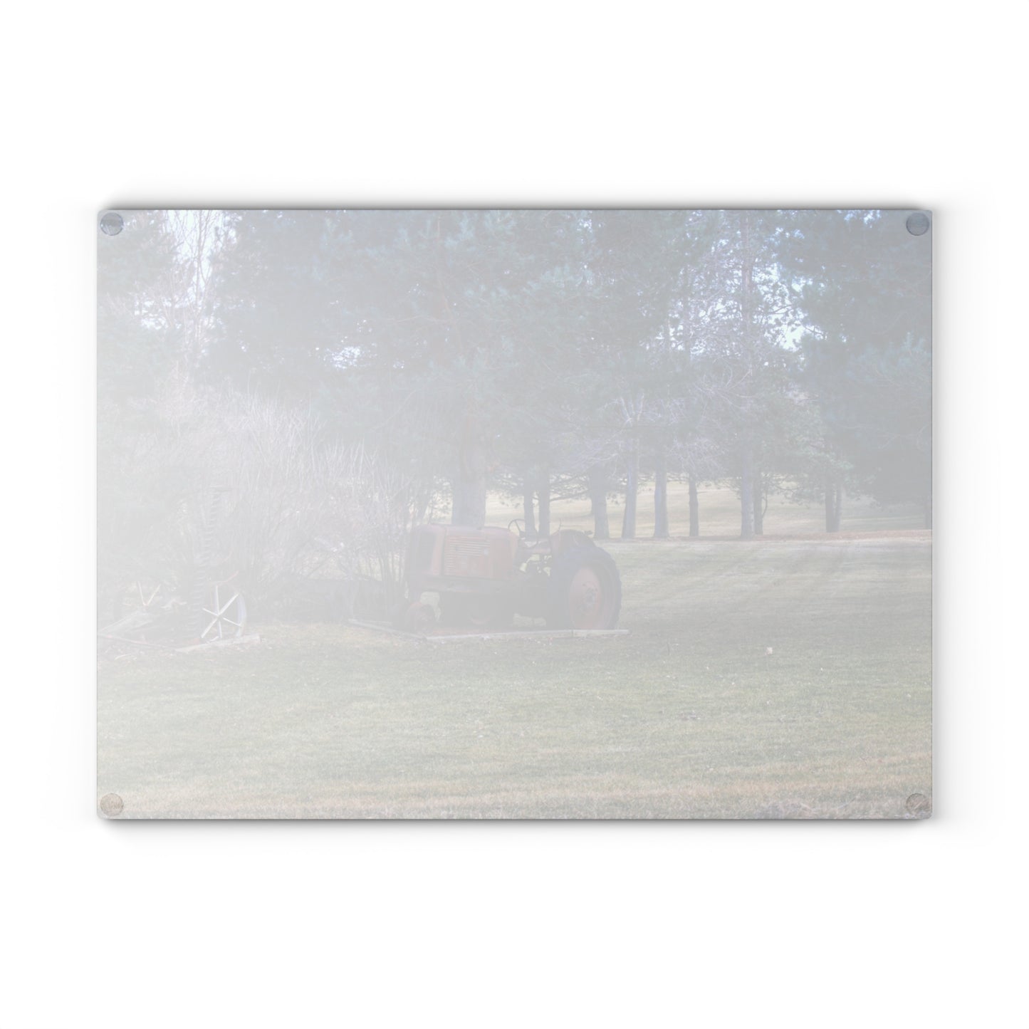 U R There Photography Casey Road Yard Art II Rustic Farmhouse Tempered-Glass Cutting Board