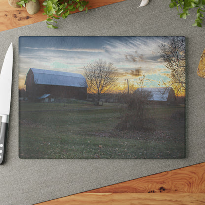 U R There Photography Ortonville Red Rustic Farmhouse Tempered-Glass Cutting Board