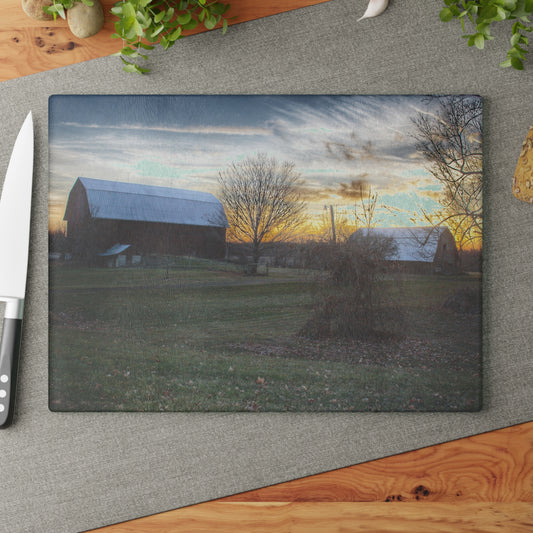 U R There Photography Ortonville Red Rustic Farmhouse Tempered-Glass Cutting Board