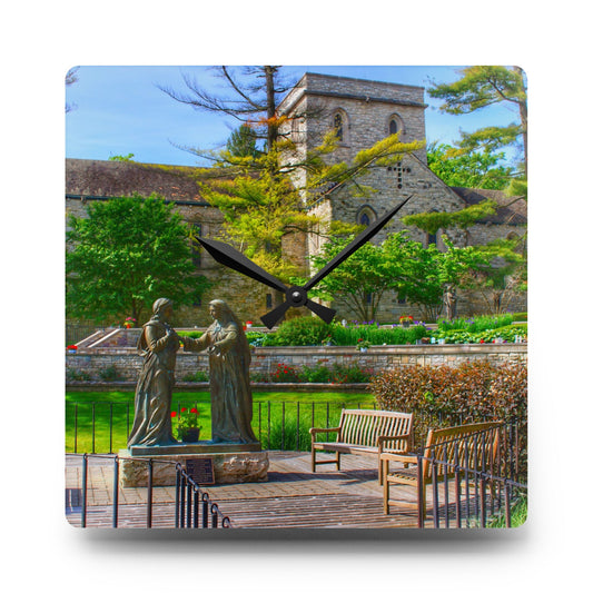 Saint Hugo of the Hills I Rustic Farmhouse Acrylic Analog Wall Clock 10.75'' × 10.75'' (Square)
