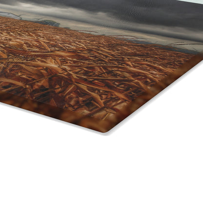 U R There Photography Garner Road Hidden White Rustic Farmhouse Tempered-Glass Cutting Board