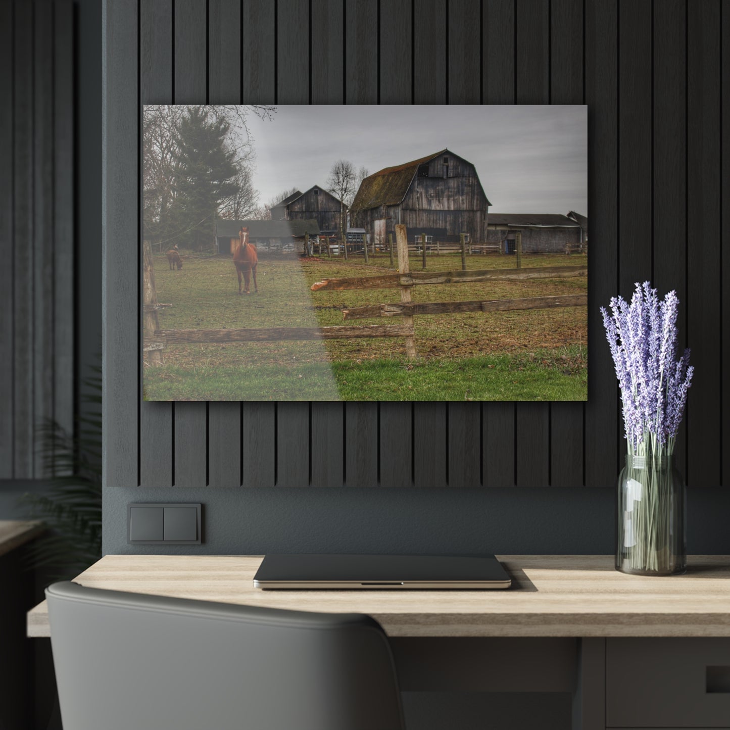 Barn Boutique Modern Farmhouse Acrylic Wall Print| South Summers Road Old Grey and Caramel II