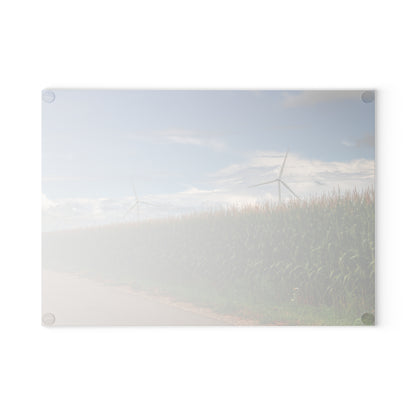 U R There Photography Gilford Road Corn Row I Rustic Farmhouse Tempered-Glass Cutting Board